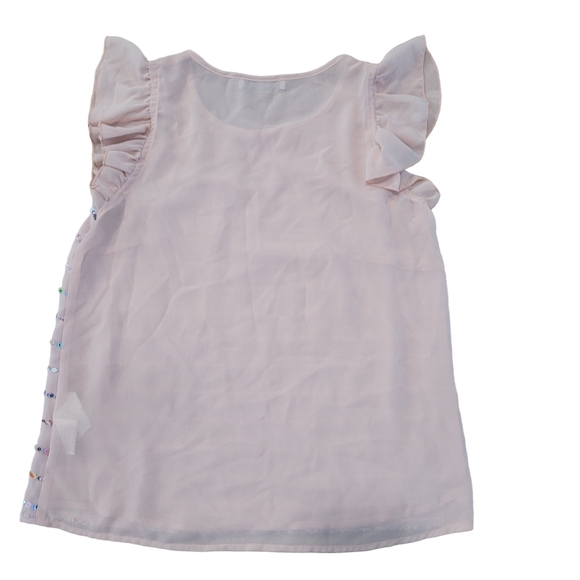 Rina SCIMENTO Italian Sequin Flutter Sleeve Blusa Blouse Size M - Picture 2 of 5